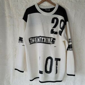 Lot 29 Sweater Vintage White with Black Text Men's Size XL